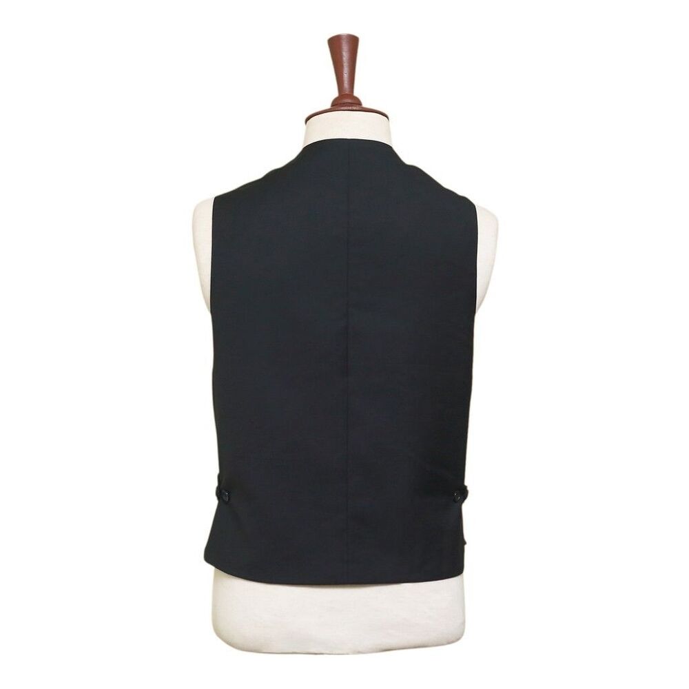 Mens 46R Wool Tartan Plaid Vest Red Black Waistcoat Formal Wedding Party Dress - Picture 2 of 8